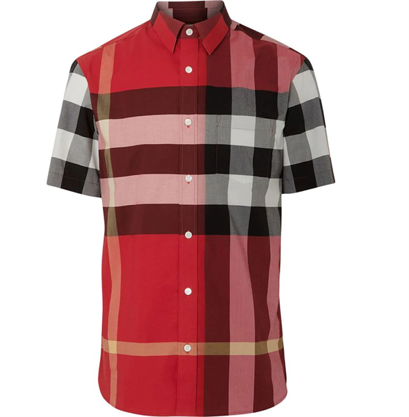  Sơ Mi Burberry Cộc Tay Đỏ Ip Check Ss2019 8020856 