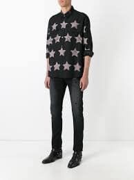  Sơ Mi Saint Laurent Đen Sao Nâu 