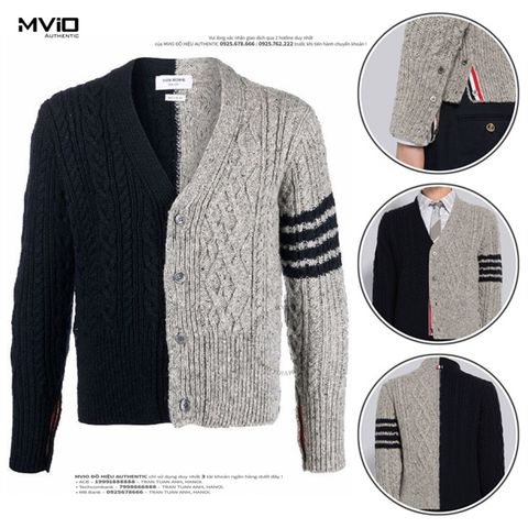  Khoác Cardigan Thom Browne Xám Mix Navy MKC409F Y1506 415 