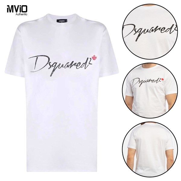  Phông Dsquared2 Trắng Chữ Đen Lá Phong Đỏ S71Gd1068 