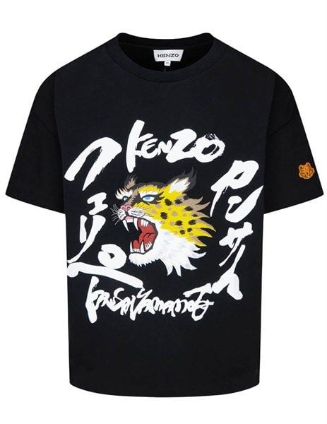  Phông Kenzo Đen Thêu Hổ Vàng Chữ Trắng 5Po0014Pu 