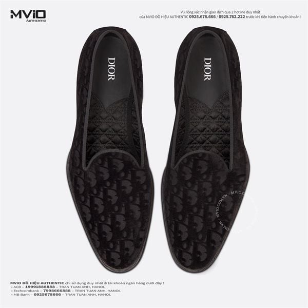  Loafer Dior Đen Nhung Vân Oblique Nổi 3LO121ZKA 969 