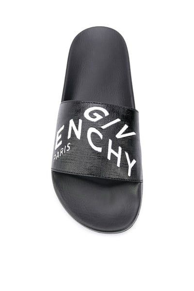  Dép Givenchy Đen Quai Chữ Thêu Nghiêng Trắng Es0290 