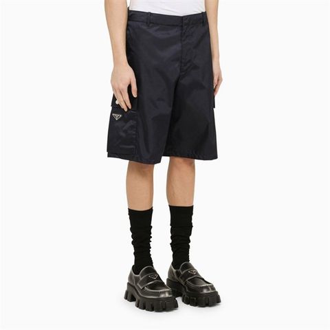  Short Prada Đen Vải Dù Tag Túi PH2441WQ8 