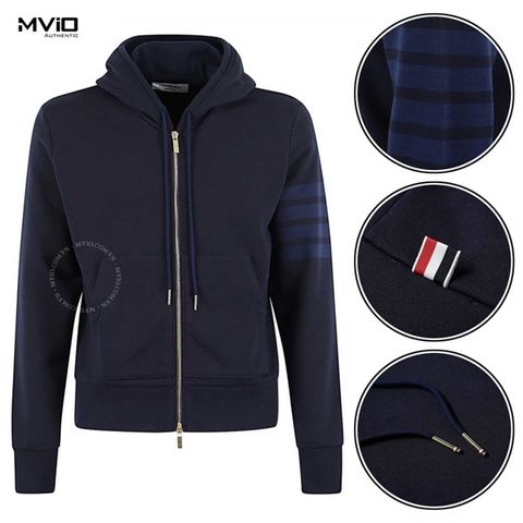  Khoác Thom Browne Mũ Navy Sọc Tay MJT249A QTX75 