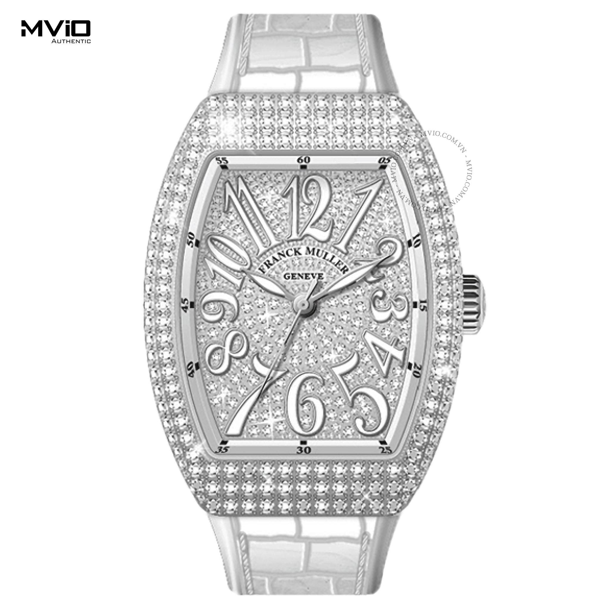 Đồng Hồ Franck Muller Vanguard V32 Steel White Full Diamonds