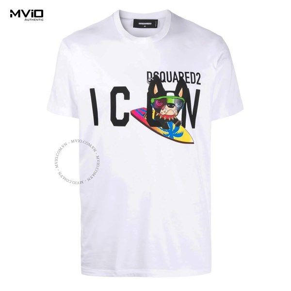  Phông Dsquared2 Trắng Icon Mèo S79GC0064 