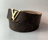  Belt Louis Vuitton Nâu Vân Mono Mặt Gold 