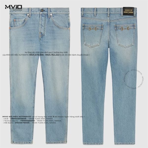  Jean Gucci Xanh Trơn Khoá Horsebit Gold Túi Sau 681289 XDBQ5 