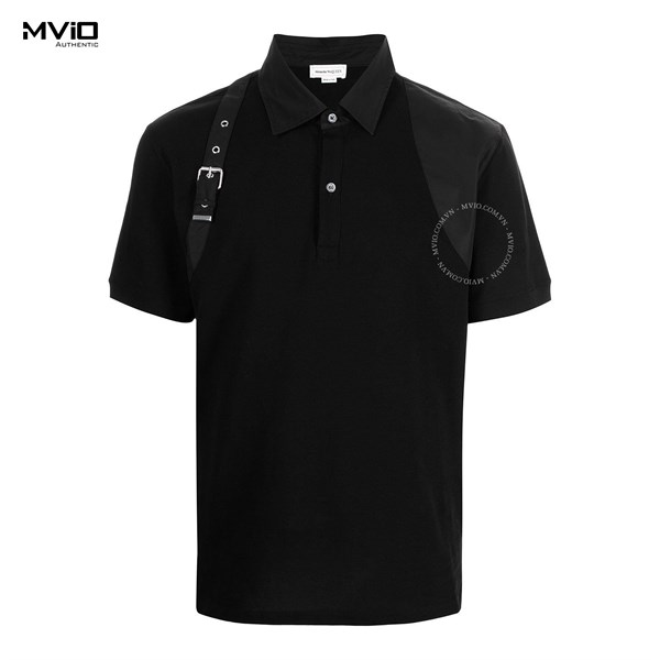 Polo Alexander Mcqueen Đen Vạt Khoá Vạt Vai 626802 QRX331000