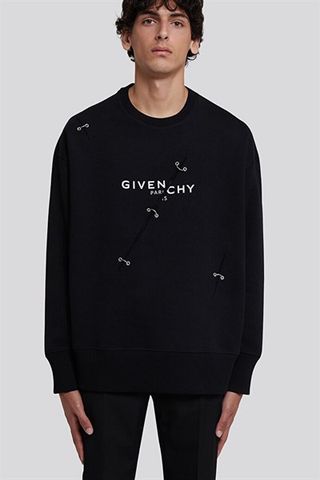  Nỉ Givenchy Đen Chữ Trắng Rách Chéo BMJ0P83Y69 001 