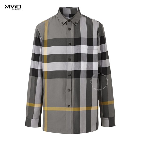 Sơ Mi Burberry Xám Kẻ Vàng 8065202