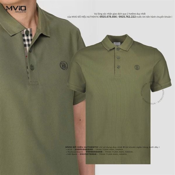 Polo Burberry Xanh Green TB Cổ Viền 8083156 A1468 