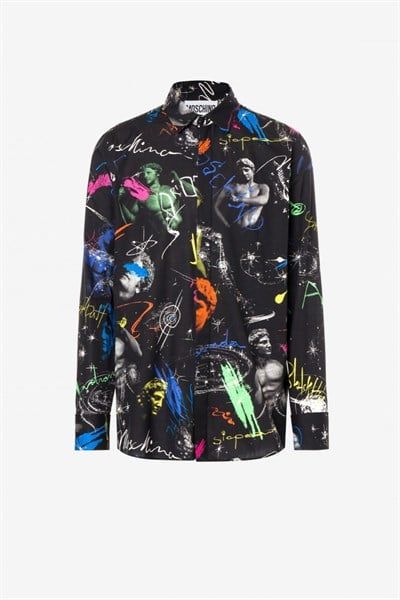  Sơ Mi Moschino Đen Galaxy 
