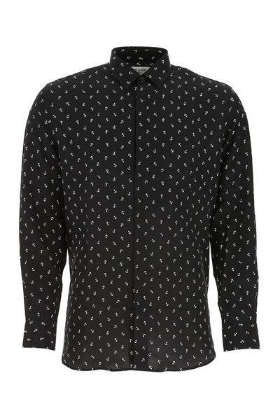  Sơ Mi Saint Laurent Đen Dài Tay Mỏ Neo Trắng Y5B061095 