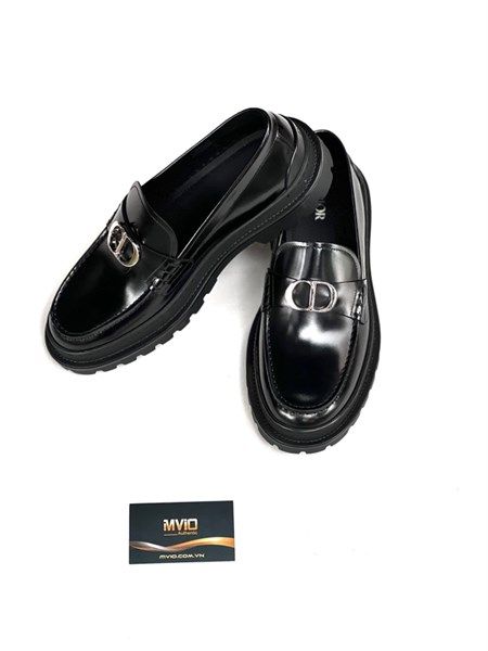  Loafer Dior Đen Bóng Logo CD Bạc 3LO117ZJPQ 969 