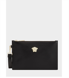  Clutch Versace Đen Palazzo Leather Pouch Dp8E944 