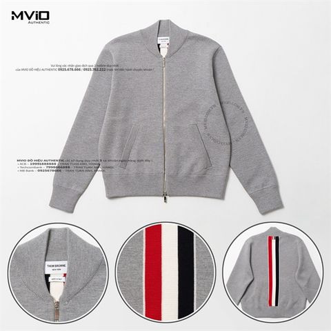  Khoác Bomber Thom Browne Ghi Sọc Lưng MKJ072A Y1002 055 