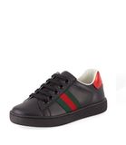  Sneaker Gucci Đen Vạt Cờ 486750 Ace Web Trainers 