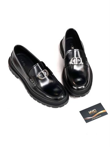  Loafer Dior Đen Bóng Logo CD Bạc 3LO117ZJPQ 969 