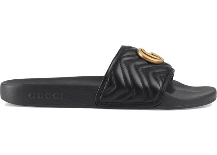  Dép Gucci Đen Black Leather 603701 