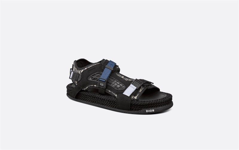  Dép Sandal Dior Vải Vân Obilique 3Sa094Ziy 