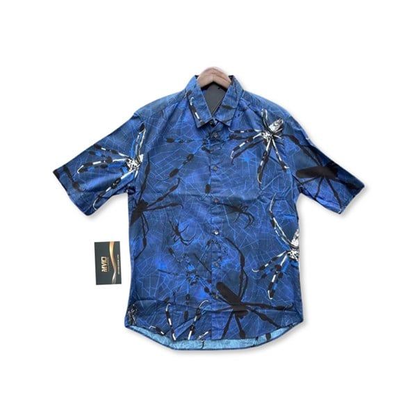  Sơ Mi Alexander Mcqueen Cộc Tay Xanh Hoạ Tiết 331653 