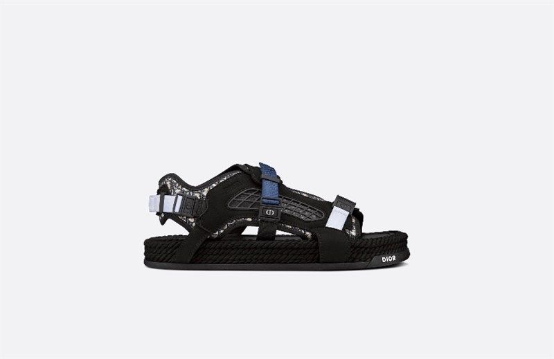  Dép Sandal Dior Vải Vân Obilique 3Sa094Ziy 