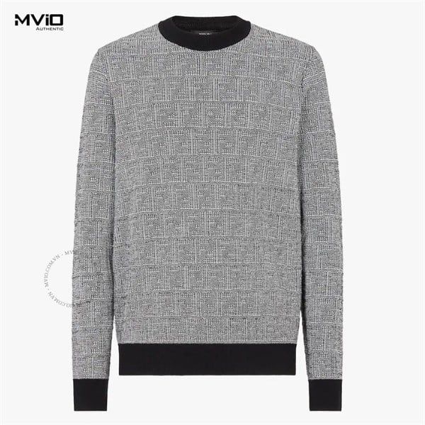  Len Fendi Xám Cổ Đen Vân FF Nổi Xám FZX068 AKFW F0RQ9. 