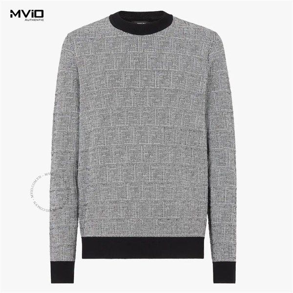  Len Fendi Xám Cổ Đen Vân FF Nổi Xám FZX068 AKFW F0RQ9. 