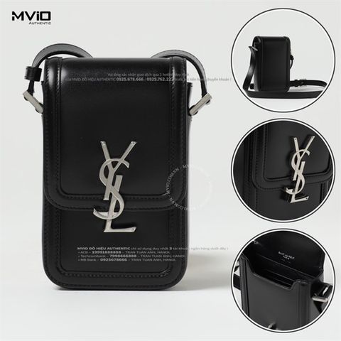  Túi Saint Laurent Phone Box Đen Logo YSL Bạc 753963SX0E 1000 