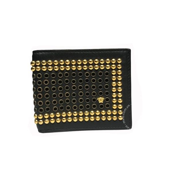  Ví Versace Đen Gắn Đinh Vàng 