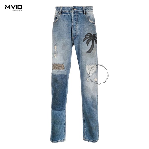 Jean Palm Angles Xanh Rách Logo Cây Dừa PMY012F22DEN0094510