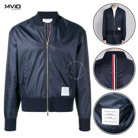  Bomber Thom Browne Navy Gió Sọc Lưng MJT171A 03215 415 