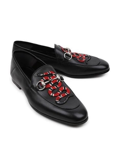 Loafer Gucci Đen Rắn Đỏ Thêu 429062 DLC00 1000. 