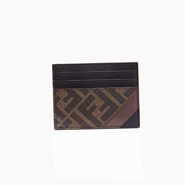  Ví Holder Card Fendi Portatessere In Tessuto Marrone 