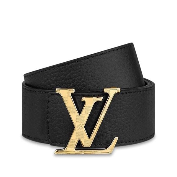  Belt Louis Vuitton Đen Mặt Gold Da Mềm Mo333 