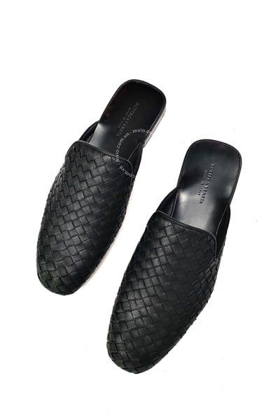  Slipper Bottega Venata Đen Da Đan 