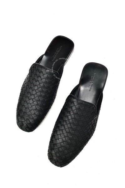  Slipper Bottega Venata Đen Da Đan 