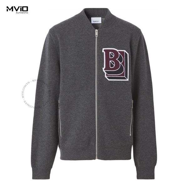 Khoác Burberry Bomber Len Ghi Logo BB Ngực 8045898