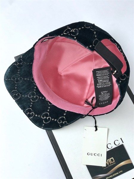  Mũ Gucci Nhung Xanh Vân Mono 527075 