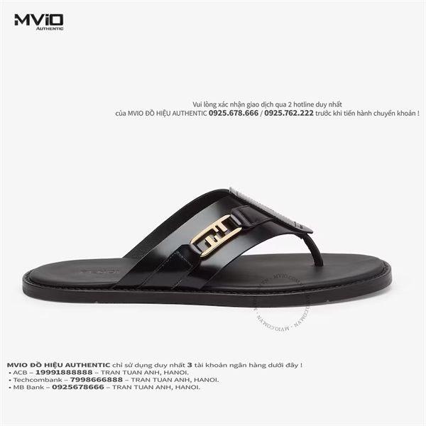  Dép Fendi Đen Kẹp Ngón Tag FF Gold 7Y1606 69FF0QA1 
