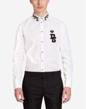  Sơ Mi Dolce Gabbana Trắng Dài Tay Cổ Thêu Hoạ Tiết G5Ejoz Gea09 
