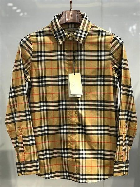  Sơ Mi Burberry Dài Tay Kẻ Vintage Nữ 