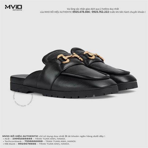  Slipper Gucci Đen Khoá Vàng Đế Cao 771076AACAI 1000 