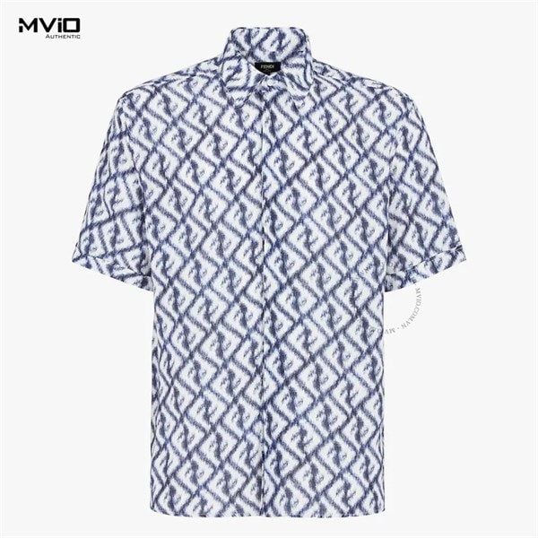  Sơ Mi Fendi Cộc Tay Vân FF Xanh FS0795AN0K 