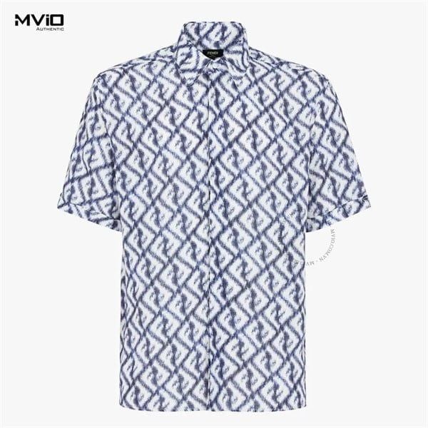  Sơ Mi Fendi Cộc Tay Vân FF Xanh FS0795AN0K 