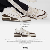 Sneaker Louis Vuitton Trắng Vân Monogram Viền Nâu 1ACWGR 