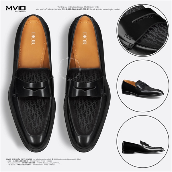 Loafer Dior Đen Bóng Vân Oblique Mờ 3LO123ZZB900 395