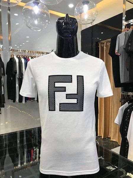  Phông Fendi Trắng Logo Lưới Đen Faf532A78Mf0Znm 
